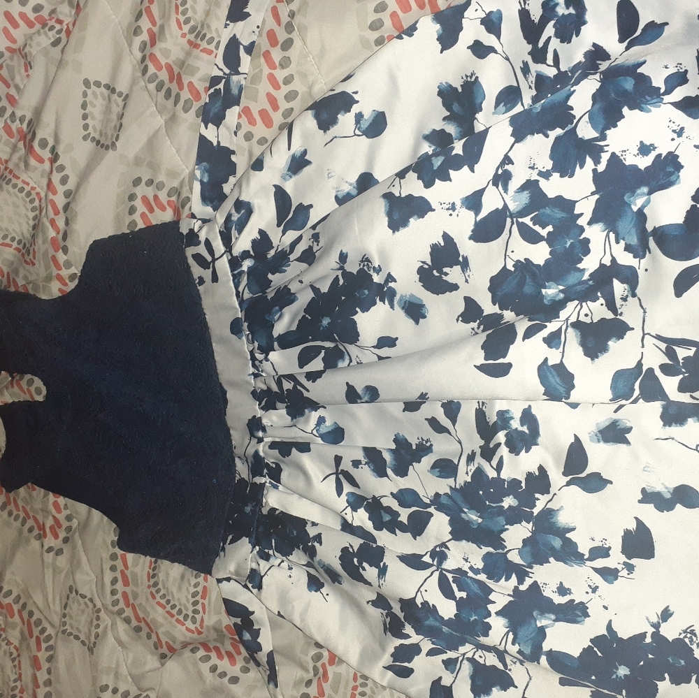 Blue flower flowy dress